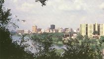 A view of the city of Austin,
 from a postcard.