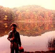 My son posing by Lake Hope in Ohio, taken about 20 years ago.