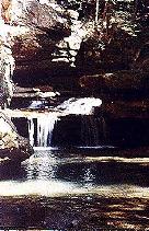 Some trees and a waterfall, at Old Man's Cave