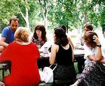 My girls and other friends gathered on the back deck of the church.