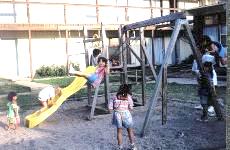 Some of the children playing in the playground.